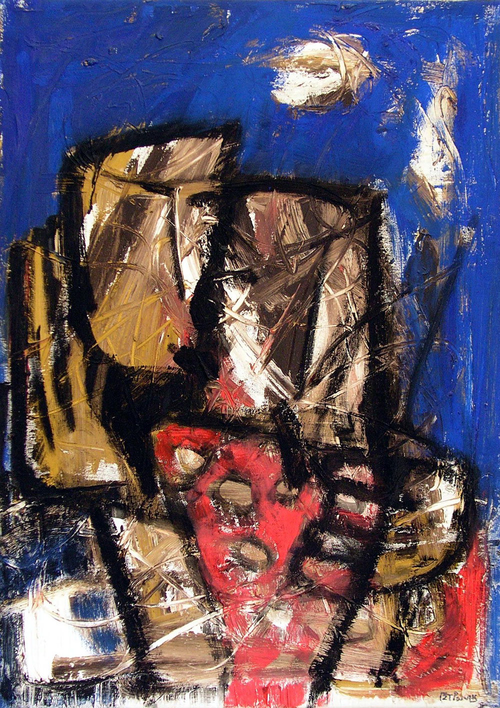 α σπασμός σε μπλε φόντο λάδι 50x70 εκ/cm kiss in a blue background oil